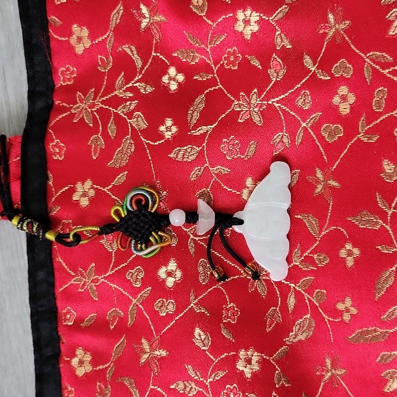 Red Asian Inspired Designed Embroidered Dragons Center Tote Bag By Rampage - Picture 4 of 8